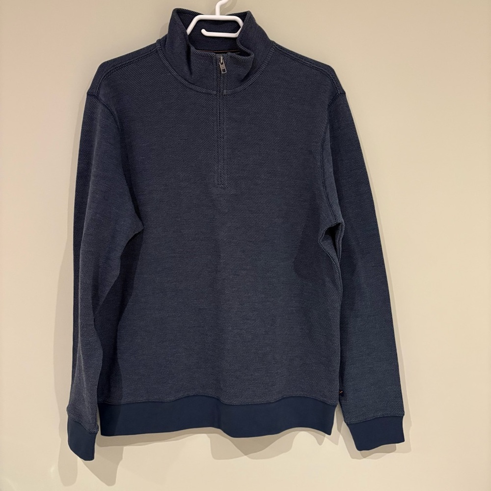 Denver Hayes Men's Dark Blue Half Zip-Up Sweater